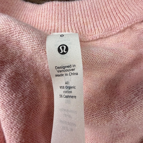 Lululemon Crossover Ribbed Waist Sweater, Heather Dew Pink Sz 6 Fall, Cashmere - Picture 6 of 13